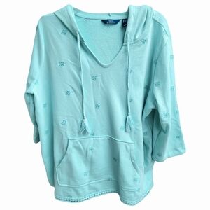 D&Co Beach Women's Seafoam Green Embroidered Hoodie - Size L